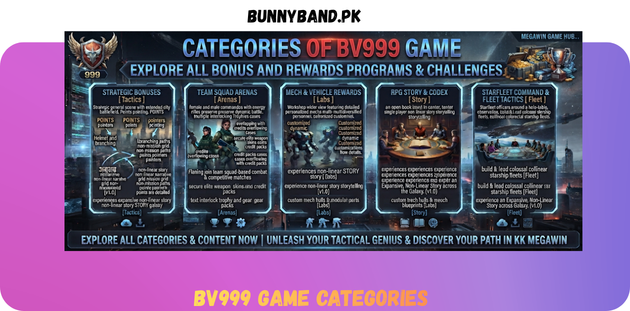 BV999 Game Categories in Pakistan