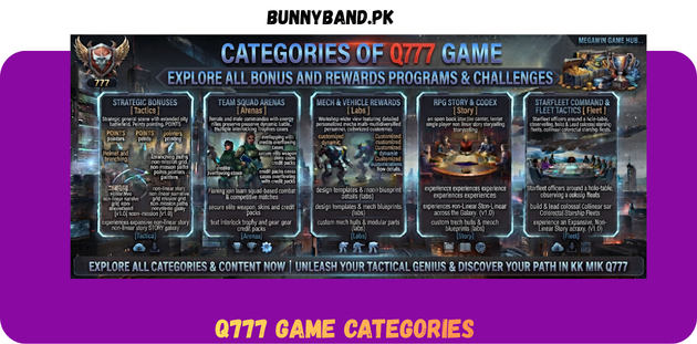Q777 Game Categories in Pakistan